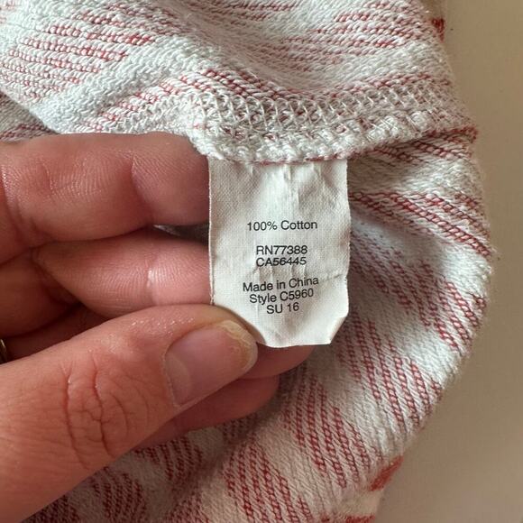 J. Crew Flip-Striped Sweatshirt Size L Red White Cotton Preppy Beach Coastal - Picture 10 of 10